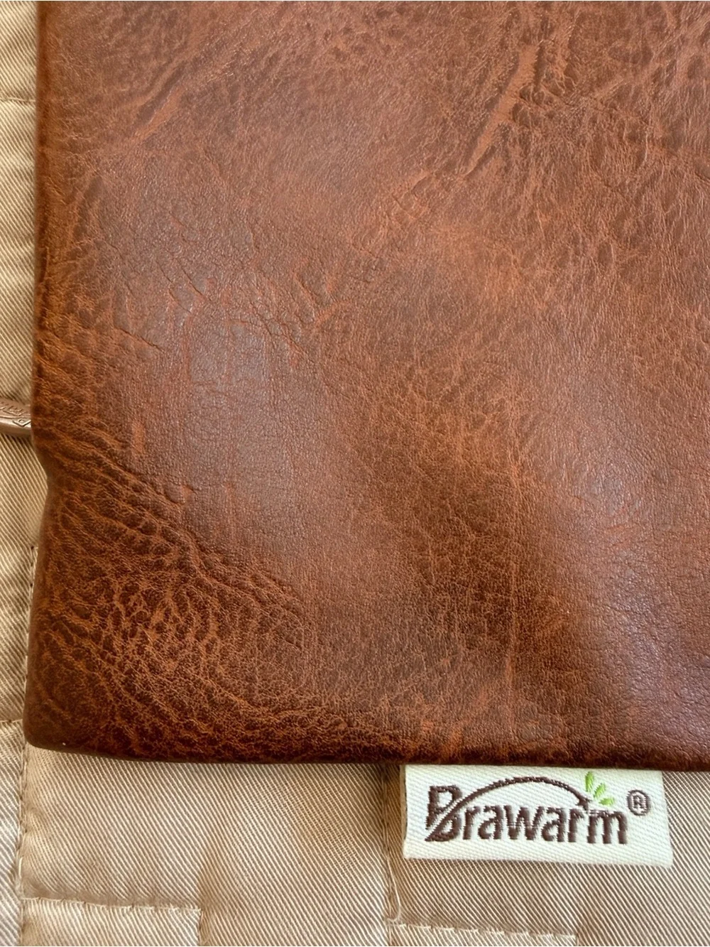 Brawarm Cognac Brown Faux Leather Lumbar Pillow Cover 12x20 Farmhouse